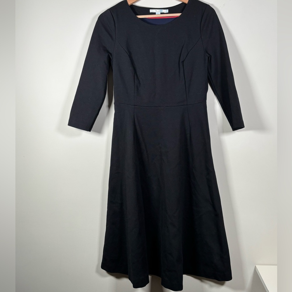 Boden Black Fit And Flare Dress 3/4 Sleeve Size 6R Casual Versatile Preppy Work